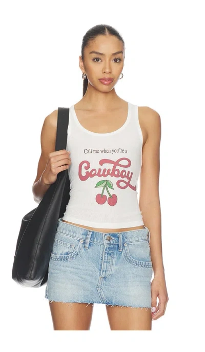 The Laundry Room Call Me Cowboy Rib Tank Top In White