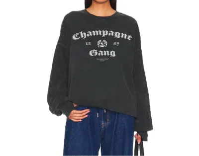 The Laundry Room Champagne Gang Long Sleeve Sweatshirt In Gray In Black