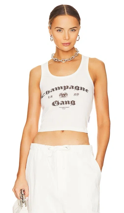 The Laundry Room Champagne Gang Rib Tank In White