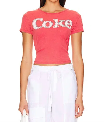 The Laundry Room Coke Patchwork Baby Rib Tee In Red Snow In Multi