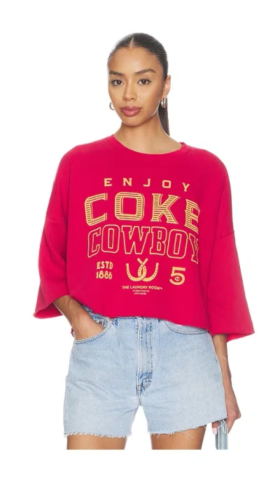 The Laundry Room Enjoy Coke Cowboy Horseshoe Crop Jumper In Red