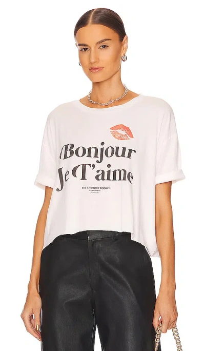 The Laundry Room Je T'aime Crop Oversized Tee In White
