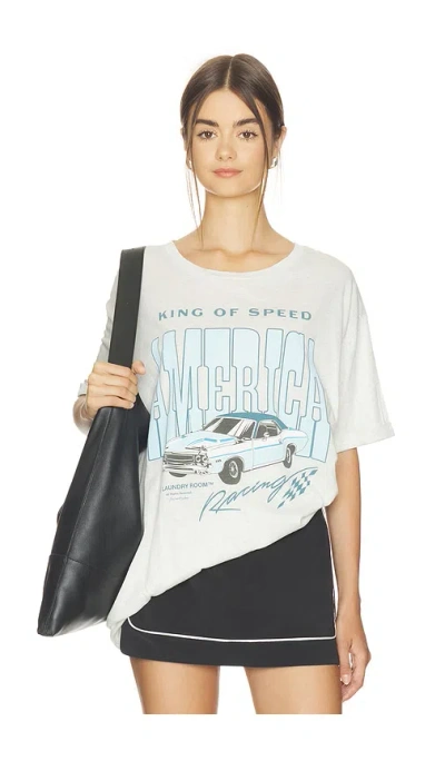 The Laundry Room King Of Speed America Racing Oversized Tee In Gray