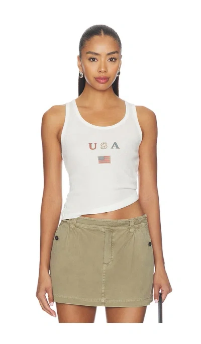 The Laundry Room Lil Usa Flag Rib Tank In White