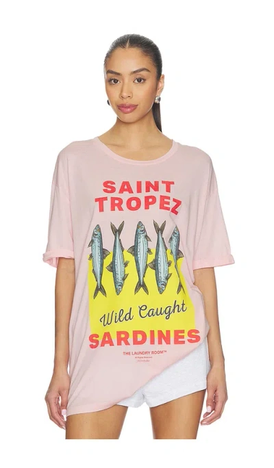 The Laundry Room Saint Tropez Sardines Oversized Tee In Blush Pink