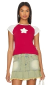 The Laundry Room Stardom Raglan Baby Tee In Red