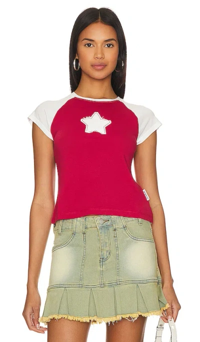 The Laundry Room Stardom Raglan Baby Tee In Red