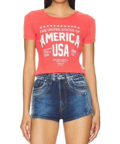 The Laundry Room Welcome To America Baby Short Sleeve Tee In Vintage Red In Multi