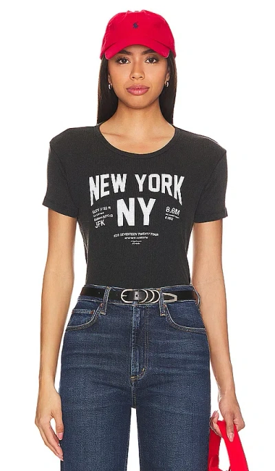 The Laundry Room Welcome To New York Baby Rib Tee In Black Snow