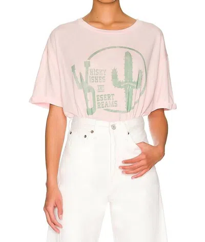 The Laundry Room Whiskey Wishes Crop Oversized Tee In Blush Pink