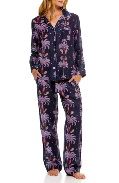 The Lazy Poet Emma Linen Pajamas In Blue