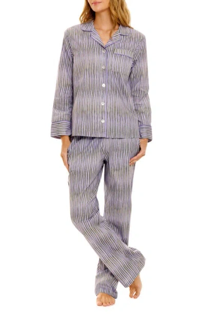 The Lazy Poet Emma Seagrass & Waves Cotton Pajamas In Purple