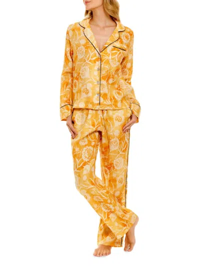 The Lazy Poet Women's Summer Soirée Emma 2-piece Linen Pajama Set In Yellow