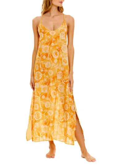 The Lazy Poet Women's Summer Soirée Frida Claire Floral Linen Maxi Dress In Yellow