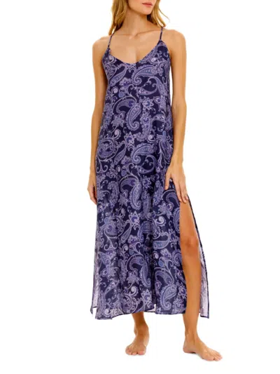 The Lazy Poet Women's Summer Soirée Frida Printed Linen Maxi Dress In Blue