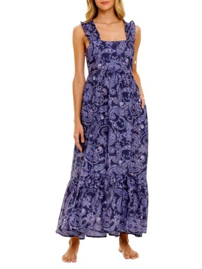 The Lazy Poet Women's Summer Soirée Mika Syrus Linen Maxi Dress In Blue