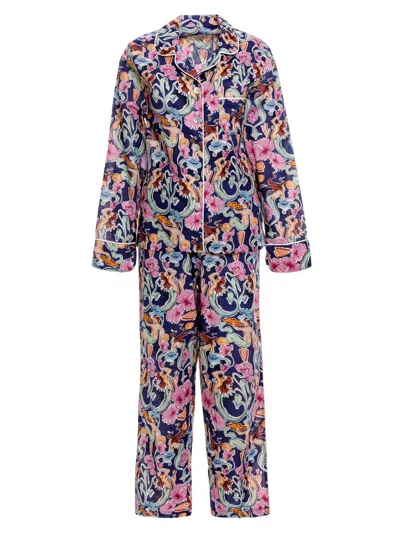 The Lazy Poet Women's Sun-kissed Escapes Mixed-print Pajamas In Multi
