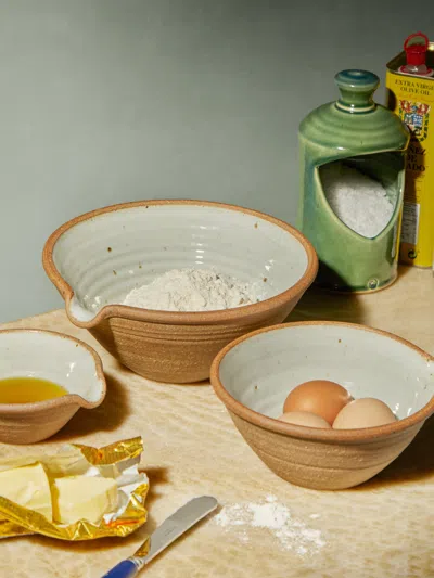 The Leach Pottery Ceramic Mixing Bowls (set Of 3)  Abask Gift Set In Neutral