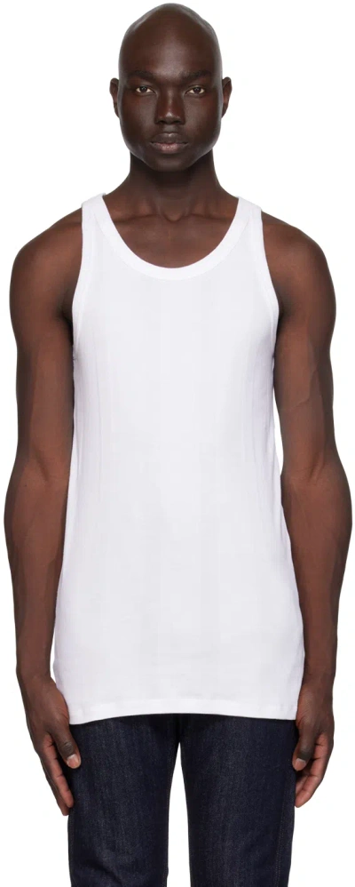 The Letters White Striped Tank Top In Ltnk0001