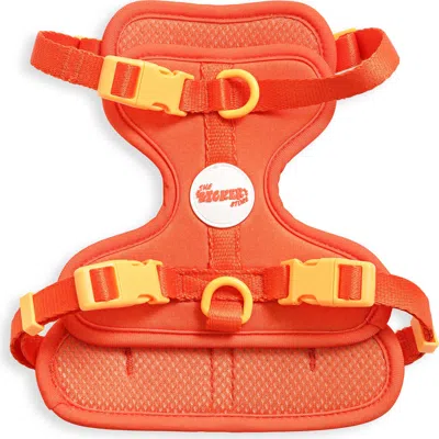 The Licker Store Arlo Adjustable Soft Padded No Pull Pet Harness With 3 Buckles And 3 Leash Clips In Orange
