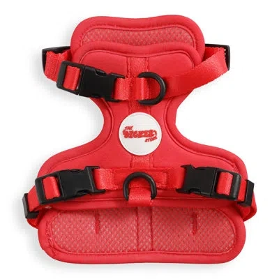 The Licker Store Arlo Adjustable Soft Padded No Pull Pet Harness With 3 Buckles And 3 Leash Clips In Red
