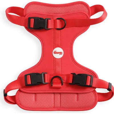 The Licker Store Arlo Adjustable Soft Padded No Pull Pet Harness With 3 Buckles And 3 Leash Clips In Red