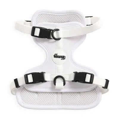 The Licker Store Arlo Adjustable Soft Padded No Pull Pet Harness With 3 Buckles And 3 Leash Clips In White