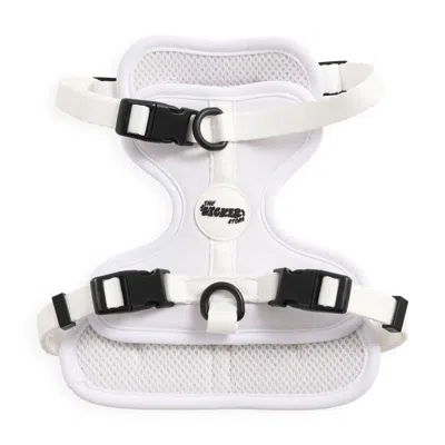 The Licker Store Arlo Large Adjustable Soft Padded No Pull Pet Harness With 3 Buckles And 3 Leash Clips In White