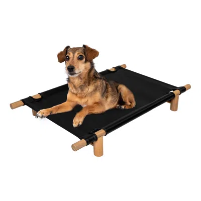 The Licker Store Chester Modern Minimalist Wood Frame Elevated Outdoor Dog Bed In Black