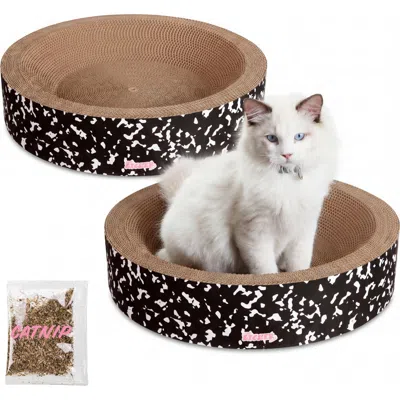 The Licker Store Daisy Modern Cardboard Bowl Cat Scratcher With Catnip In Black