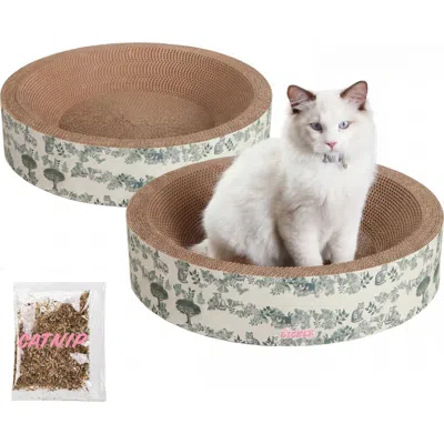 The Licker Store Daisy Modern Cardboard Bowl Cat Scratcher With Catnip In Brown