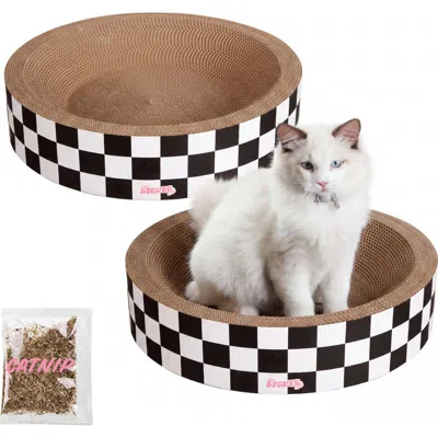 The Licker Store Daisy Modern Cardboard Bowl Cat Scratcher With Catnip In Black