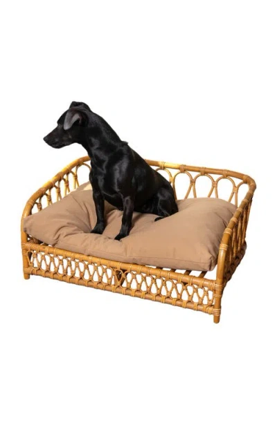 The Licker Store Elevate Handwoven Rattan Pet Daybed With Machine-washable Cushion In Brown