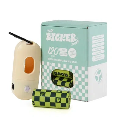 The Licker Store Extra Thick Leak Proof Unscented Biodegradable Dog Poop Bags With Rechargeable Led Flashlight Dispen In Green;almond