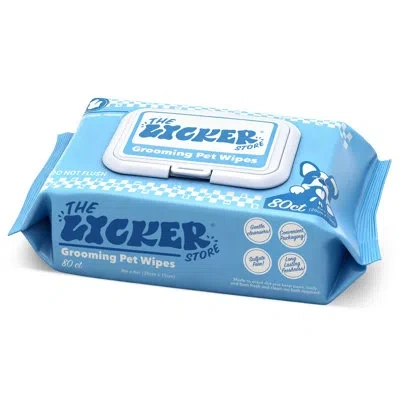 The Licker Store Hydrating Hypoallergenic Unscented Dog Grooming Wipes With Aloe Vera, Chamomile, And Shea Butter, (8