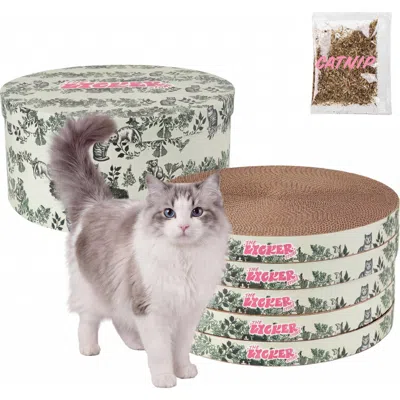 The Licker Store Kate Modern Patterned Cardboard Reversible Cat Scratcher Pad In Box With Catnip In Green