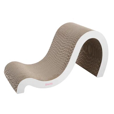 The Licker Store Kona Modern Cardboard Double-sided Wave Cat Scratcher With Catnip In White