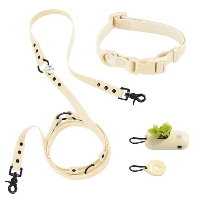 The Licker Store Luna Small Adjustable 6-in-1 Waterproof Hands-free Leash And Collar With Led Flashlight, Bag Dispens In Neutral
