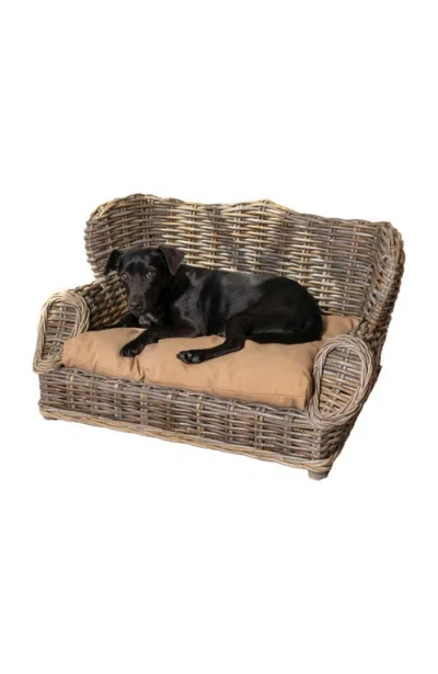 The Licker Store Mediterranean Handwoven Rattan Pet Daybed With Washable Cushion In Brown