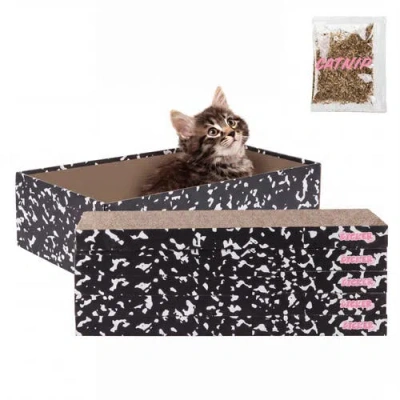 The Licker Store Naomi Modern Cardboard Reversible Cat Scratcher Pad In Black/white