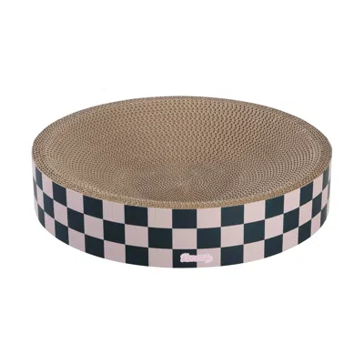 The Licker Store Nelson 20.13" Modern Cardboard Round Bowl Cat Scratcher With Catnip, Light Pink/multi