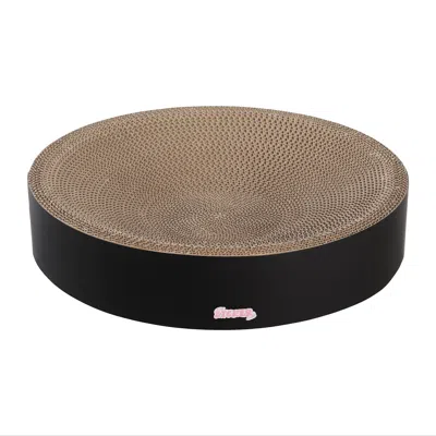 The Licker Store Nelson 20.13" Modern Cardboard Round Bowl Cat Scratcher With Catnip, Light Pink/multi In Black