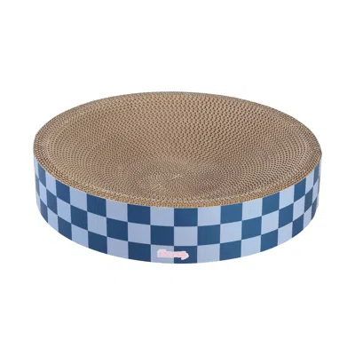 The Licker Store Nelson 20.13" Modern Cardboard Round Bowl Cat Scratcher With Catnip, Light Pink/multi In Blue