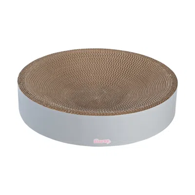 The Licker Store Nelson 20.13" Modern Cardboard Round Bowl Cat Scratcher With Catnip, Light Pink/multi In Brown