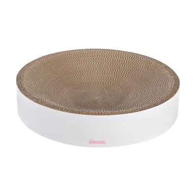 The Licker Store Nelson 20.13" Modern Cardboard Round Bowl Cat Scratcher With Catnip, Light Pink/multi In Brown