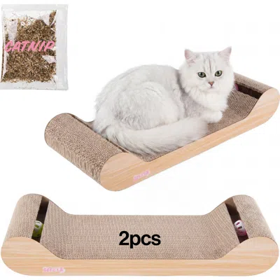 The Licker Store Rini Modern Cardboard Lounge Bed Cat Scratcher With Built-in Bell Toys And Catnip In Brown