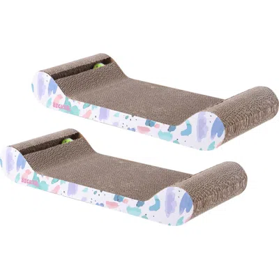 The Licker Store Rini Modern Cardboard Lounge Bed Cat Scratcher With Built-in Bell Toys And Catnip In Blue