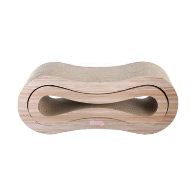 The Licker Store Suvi 26" Modern Cardboard Infinity 2-in-1 Lounge Bed Cat Scratcher With Catnip In Wood