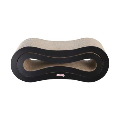 The Licker Store Suvi Modern Cardboard Infinity 2-in-1 Lounge Bed Cat Scratcher With Catnip In Black