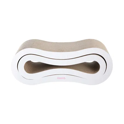 The Licker Store Suvi Modern Cardboard Infinity 2-in-1 Lounge Bed Cat Scratcher With Catnip In Gray